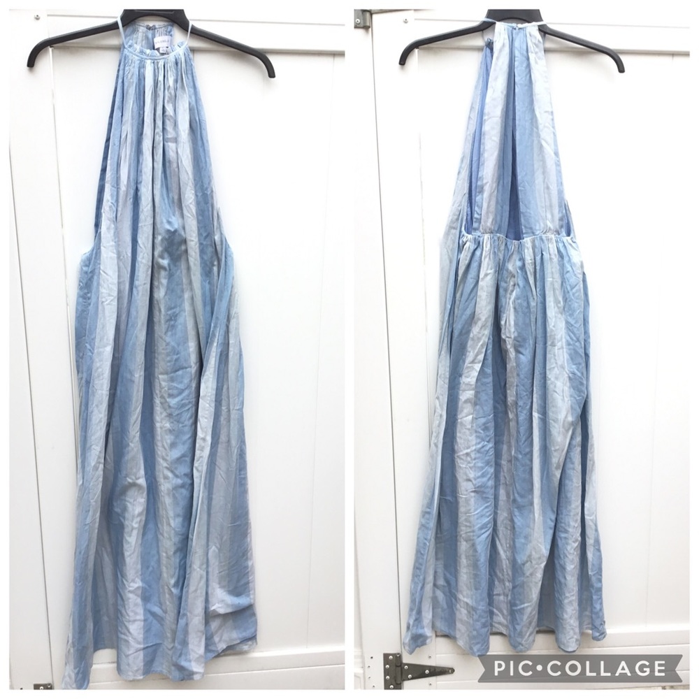 Majorelle high neck maxi striped sleeveless dress
